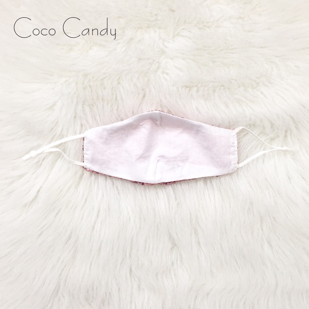 🆕Luxury Pink Sequin Face Mask - Picture 11 of 12